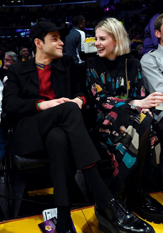 Lucy Boynton and Rami Malek - Washington Wizards vs Los Angeles Lakers Basketball game in Los Angeles 11/29/2019