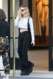 Nicola Peltz in a Cropped Sweater and Black Jeans 11/15/2019