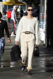 Hailey Rhode Bieber in Knitted Crochet Sweater Top - Beverly Hills 12/08/2019