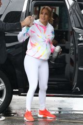 Jennifer Lopez in a White Leggings - Arrives at the Gym in Miami 12/19/2019