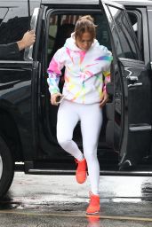 Jennifer Lopez in a White Leggings - Arrives at the Gym in Miami 12/19/2019