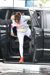 Jennifer Lopez in a White Leggings - Arrives at the Gym in Miami 12/19/2019