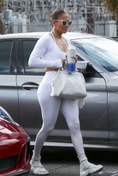 Jennifer Lopez in Skin-Tight White Leggings 12/14/2019