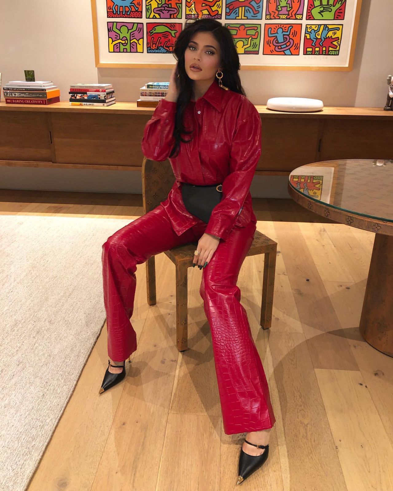 Kylie Jenner gorgeous in sexy red outfit and heels social media photos