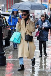 Lea Michele Underneath Umbrella - Out in New York 12/09/2019