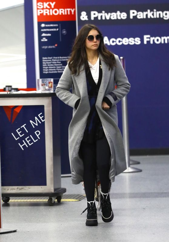 Nina Dobrev in Travel Outfit - LAX Airport in Los Angeles 2/23/2019