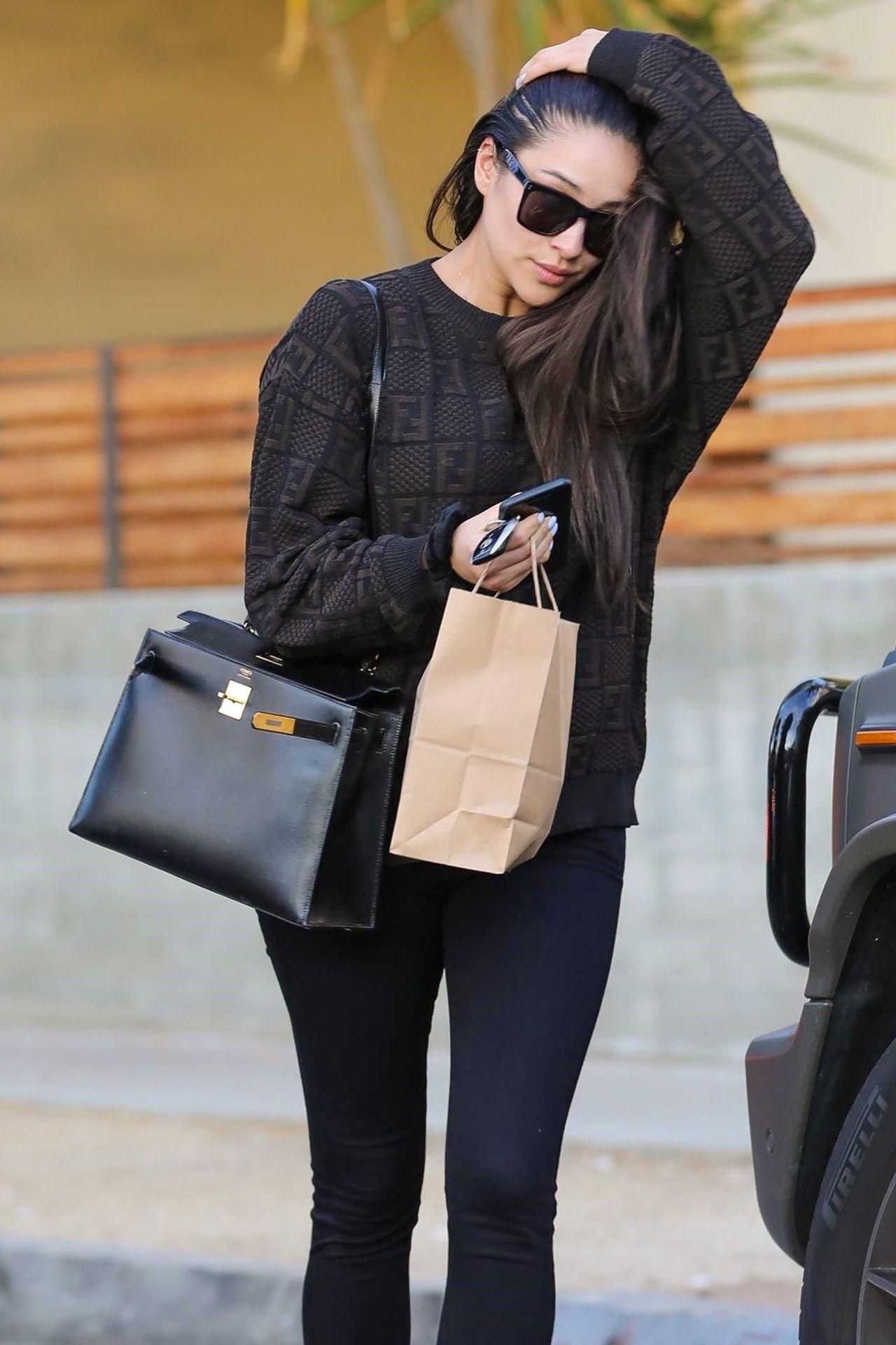 Shay Mitchell in Tights - Leaves a Beauty Salon in West Hollywood 12/20 ...