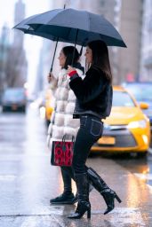Victoria Justice in the Rain Under Her Umbrella 12/09/2019