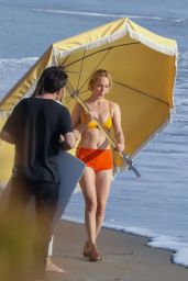 Amber Valletta in a Bikini - Photoshoot at Malibu Beach 01/30/2020