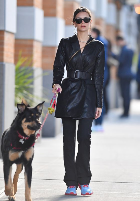 Emily Ratajkowski - Walking Her Dog Colombo in New York 01/19/2020
