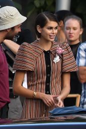 Kaia Gerber Poses With a Classic Car - Photoshoot in Miami 01/13/2020