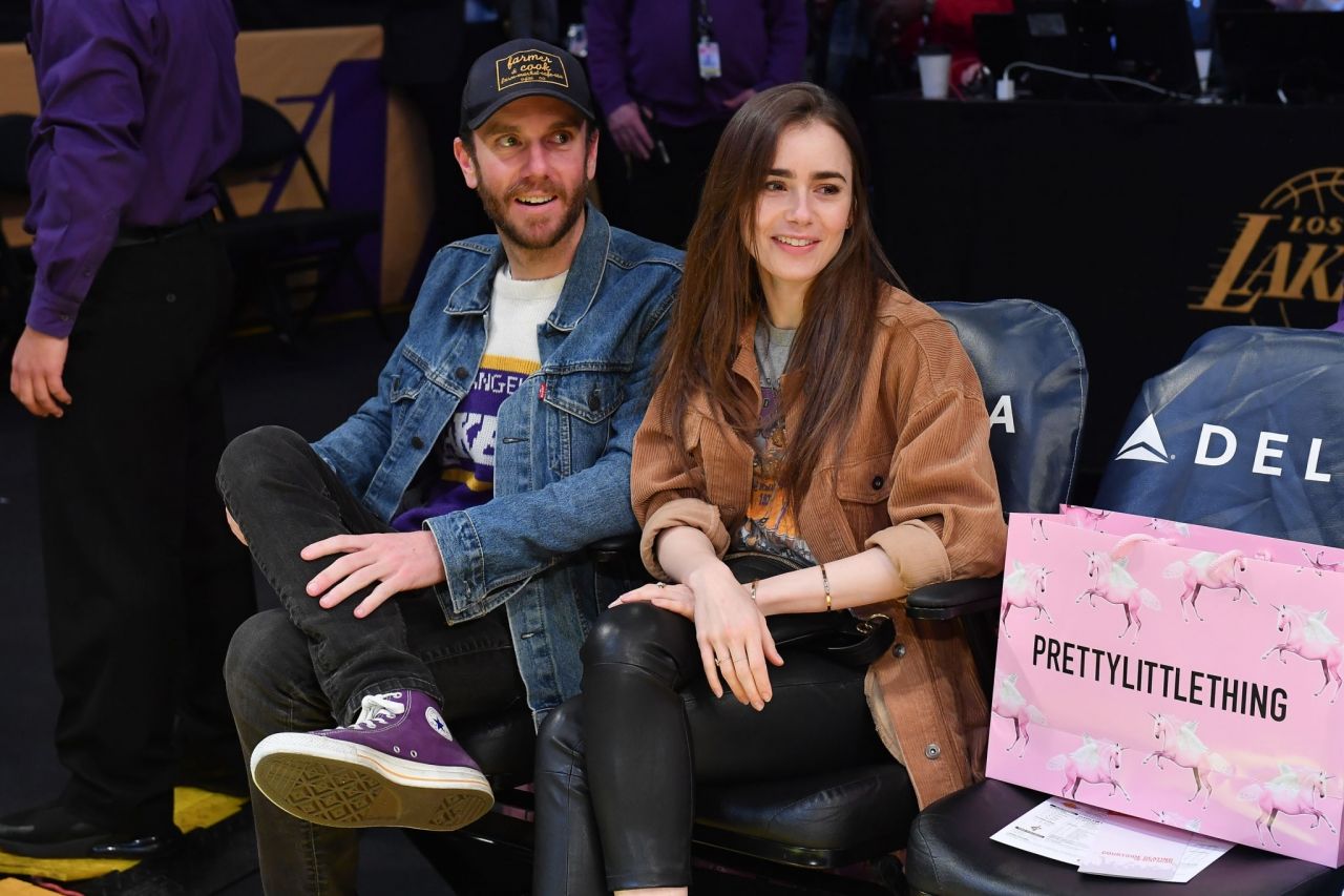 Lily Collins - Cleveland Cavaliers vs LA Lakers at Staples Center in