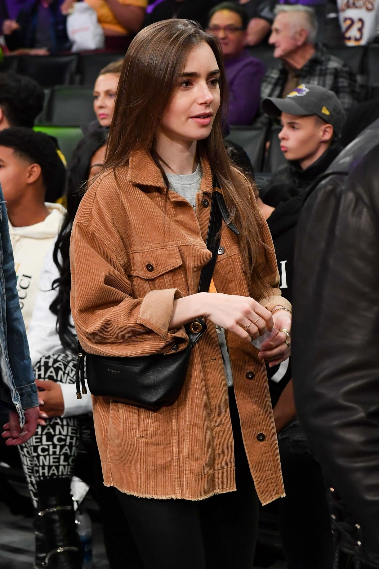 Lily Collins - Cleveland Cavaliers vs LA Lakers at Staples Center in