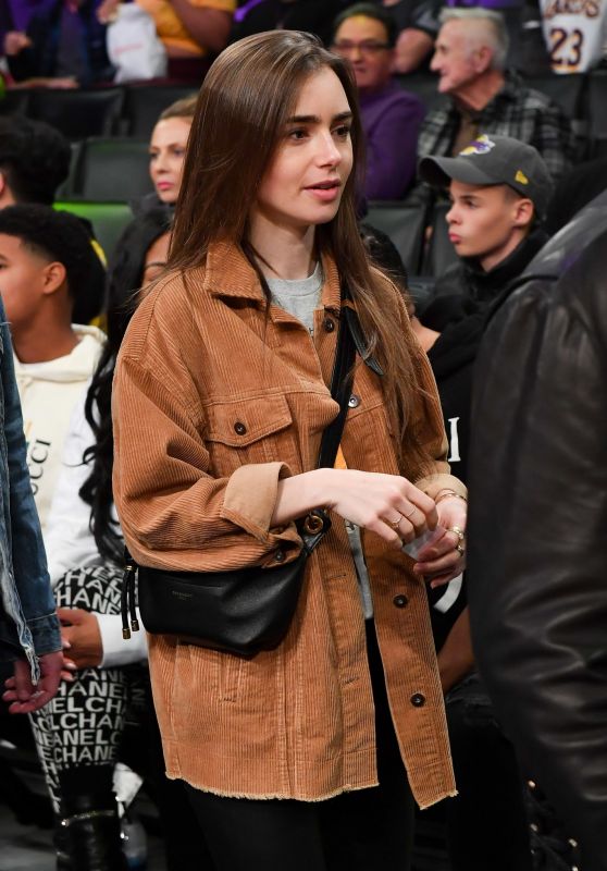 Lily Collins - Cleveland Cavaliers vs LA Lakers at Staples Center in Los Angeles 01/13/2020