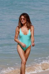 Lizzie Cundy in a Blue Swimsuit in Barbados 01/01/2020