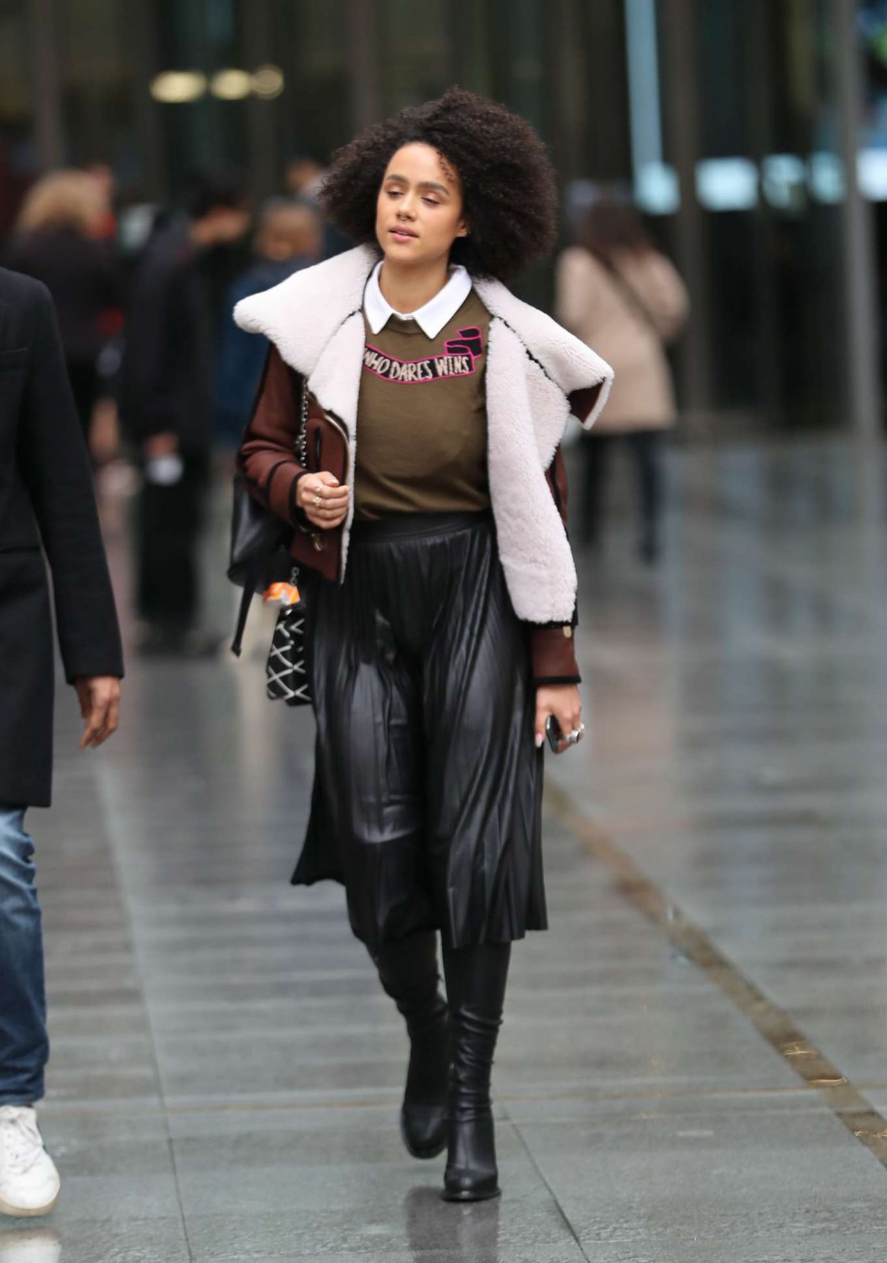 Nathalie Emmanuel Style - Exiting BBC Studios in London 01/14/2020