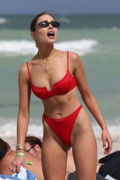 Olivia Culpo in a Red Bikini - St. Barth 01/10/2020
