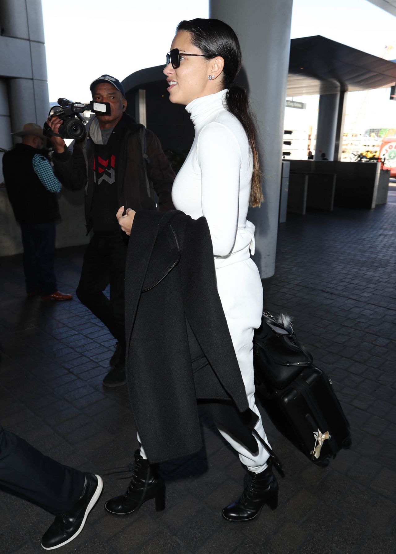 Adriana Lima in Travel Outfit - LAX Airport in Los Angeles 02/10/2020