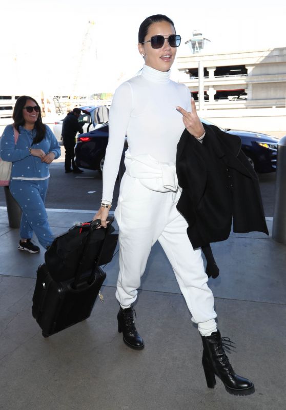 Adriana Lima in Travel Outfit - LAX Airport in Los Angeles 02/10/2020