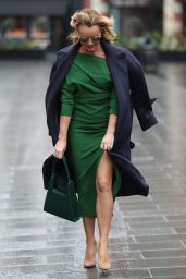 Amanda Holden in a Green Thigh-Split Dress 02/24/2020