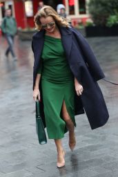 Amanda Holden in a Green Thigh-Split Dress 02/24/2020