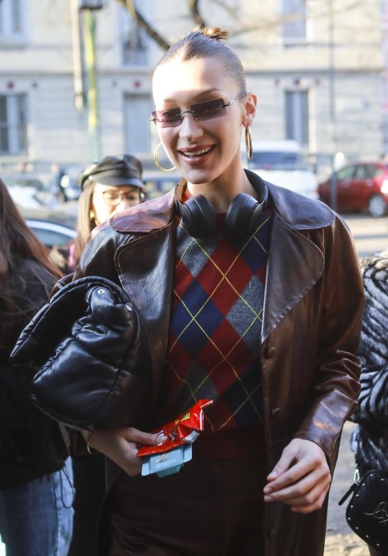 Bella Hadid - Arrives for the Fendi Fashion Show in Milan 02/20/2020
