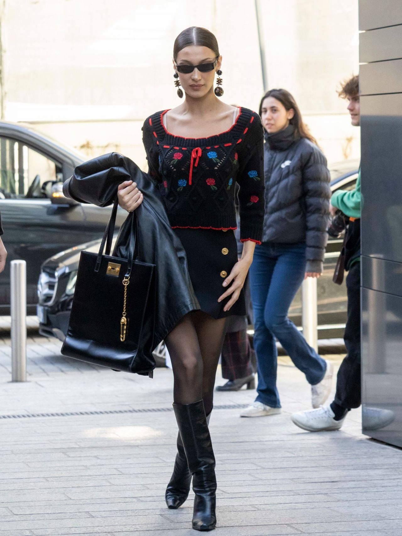 Bella Hadid - Arriving at the Versace Fashion Show in Milan 02/21/2020 ...