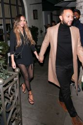 Chrissy Teigen and John Legend at Madeo Restaurant in Beverly Hills 02/27/2020