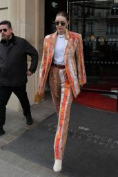 Gigi Hadid - Leaves the Royal Monceau Hotel in Paris 02/25/2020