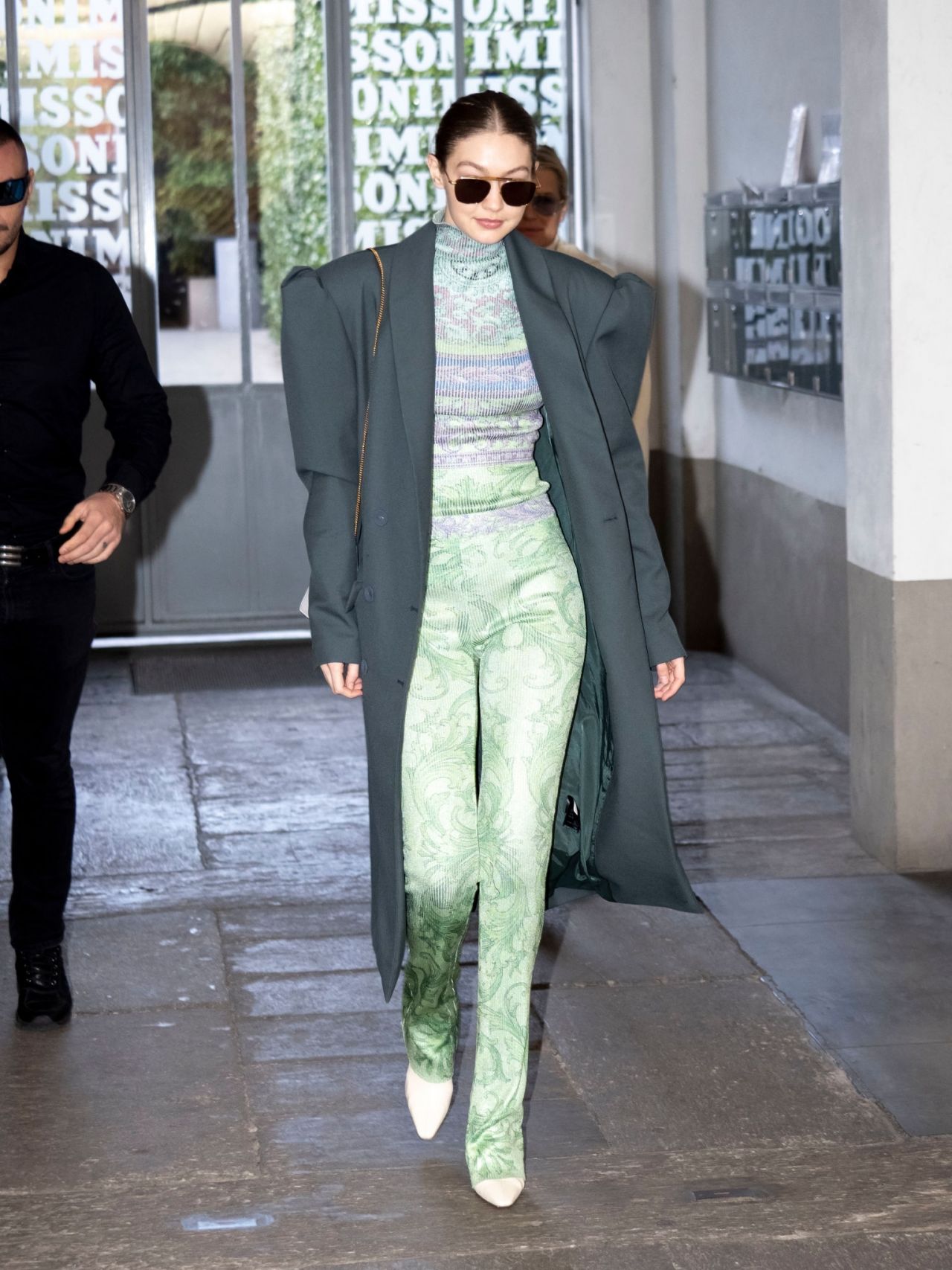 Gigi Hadid Grey Oversized Blazer Ramp Walk Milan 2020