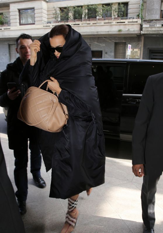Irina Shayk - Leaving Her Hotel in Milan 02/23/2020