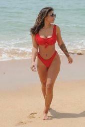 Kayleigh Morris in a Red Bikini on the Beach in Tenerife 02/20/2020