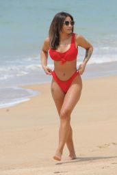 Kayleigh Morris in a Red Bikini on the Beach in Tenerife 02/20/2020