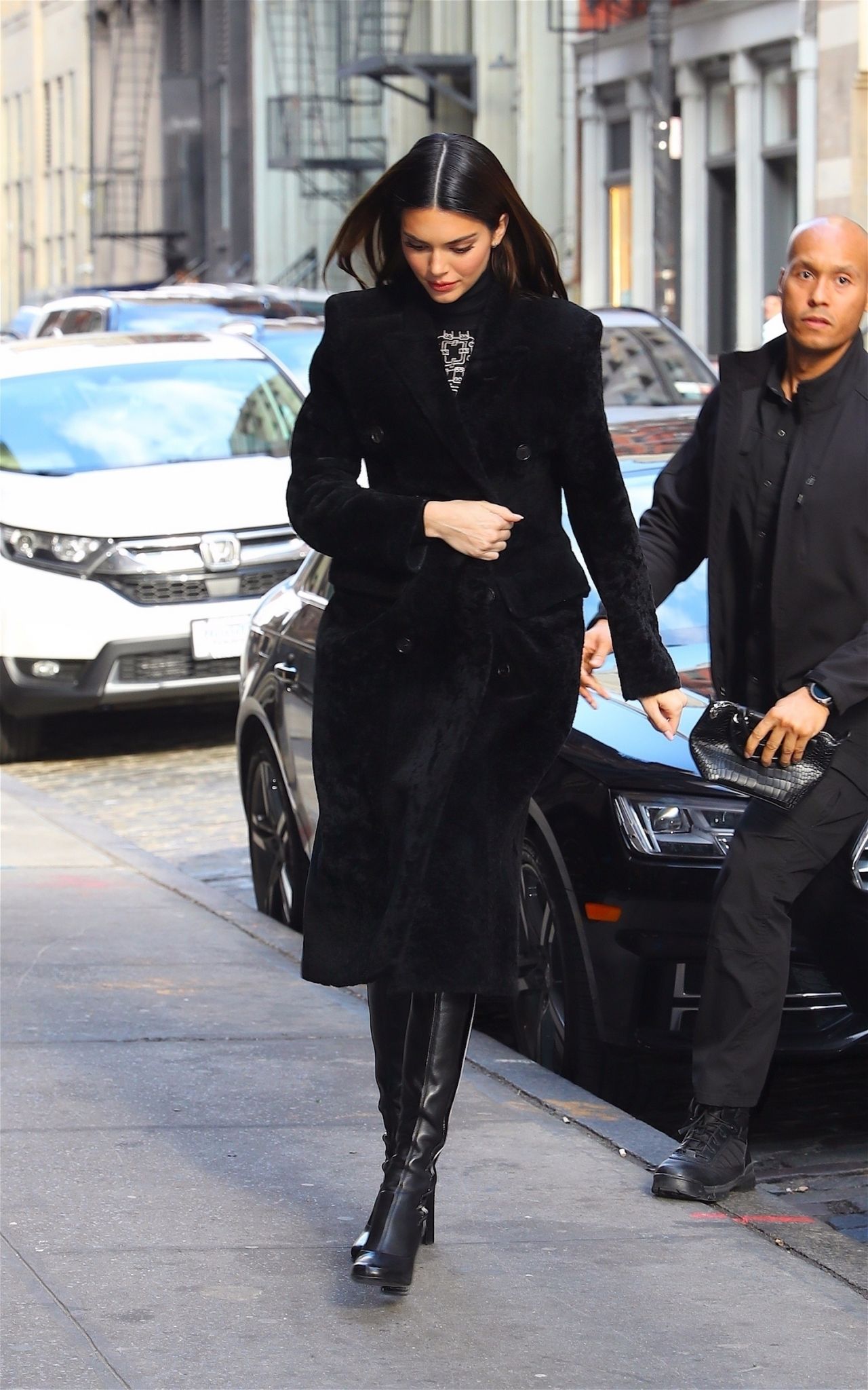 Kendall Jenner in a Bold Coat and Leather Boots 02/08/2020 • CelebMafia