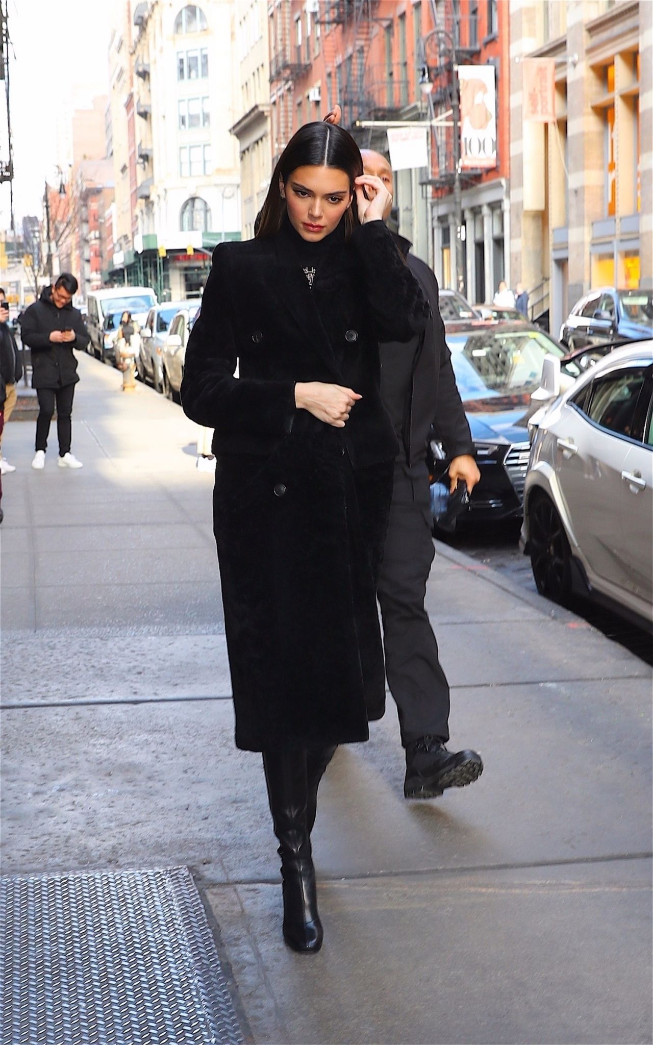 Kendall Jenner in a Bold Coat and Leather Boots 02/08/2020 • CelebMafia