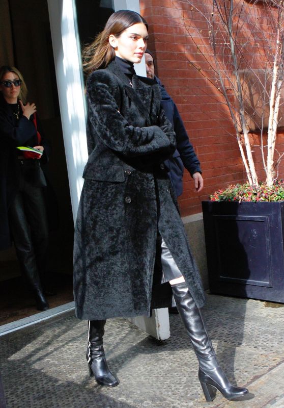 Kendall Jenner in a Bold Coat and Leather Boots 02/08/2020