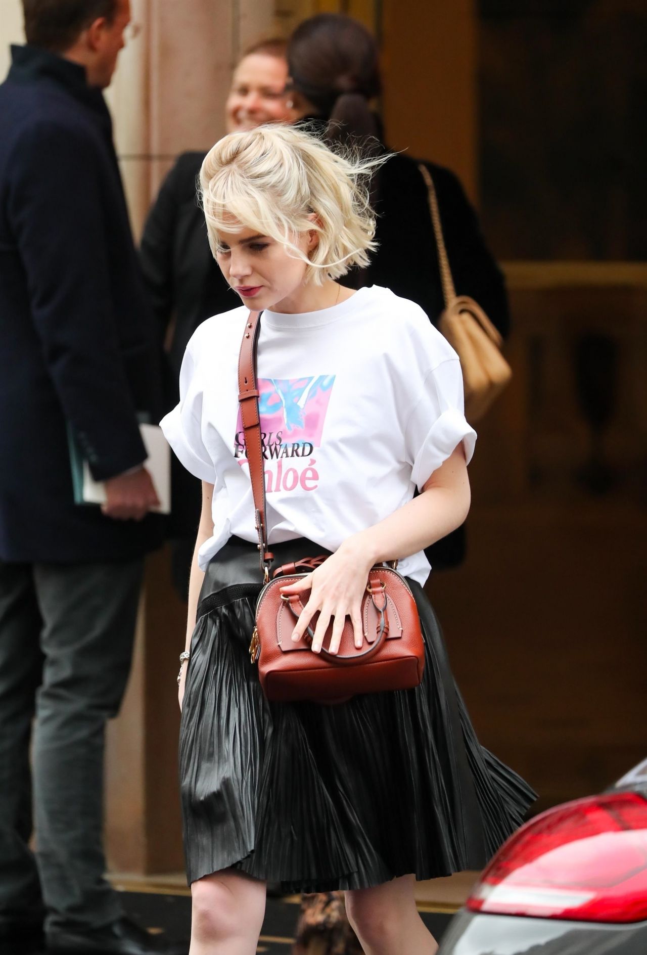 Lucy Boynton Street Style - Leaving Her Hotel in Paris 02/27/2020