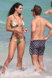 Raffaella Modugno in a Floral Bikini - Beach in Miami 02/13/2020