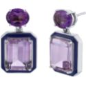 Sarah Hendler Purple Amethyst Enamel Frame Gemstone Earrings