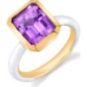 Sarah Hendler Purple Amethyst Enamel Set Emerald Cut Ring