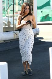 Vanessa Hudgens in a White Strawberry-Patterned Dress - Los Feliz 02/10/2020