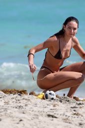 Candice Swanepoel in a Bikini - Beach in Miami 03/16/2020