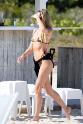 Candice Swanepoel in Leopard Print Bikini - Beach in Miami 03/01/2020