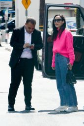 Cara Santana in a Bright Pink Sweater and Jeans 03/07/2020