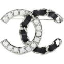 Chanel Crystal and Leather Brooch