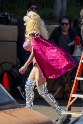 Emmy Rossum - Filming Scene for "Angelyne" in Los Angeles 03/05/2020
