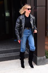 Hailey Rhode Bieber in Oversized Leather Jacket 02/28/2020