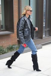 Hailey Rhode Bieber in Oversized Leather Jacket 02/28/2020