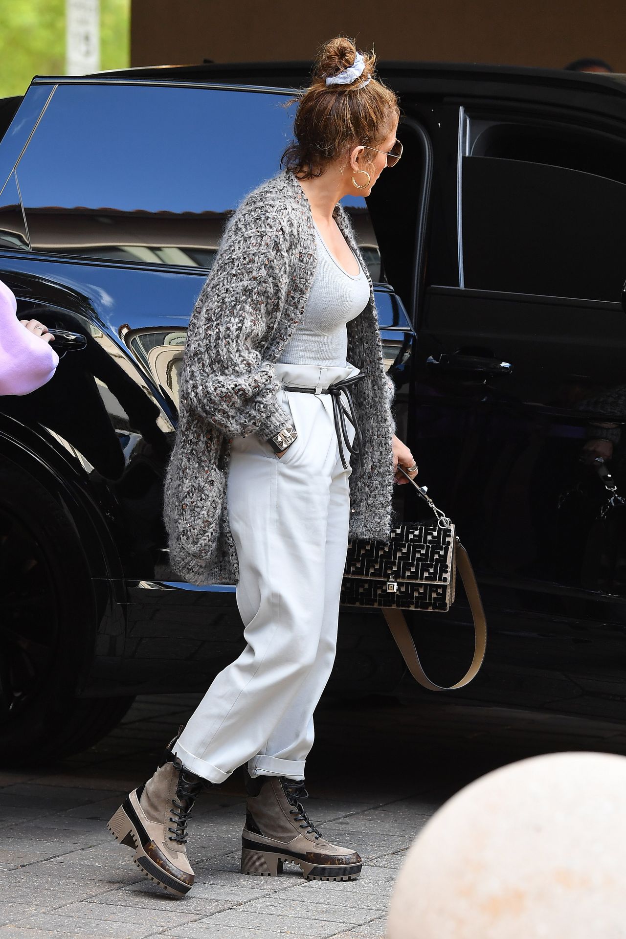 Louis Vuitton Platform Laureate Desert Boots worn by Jennifer Lopez Miami  March 7, 2020