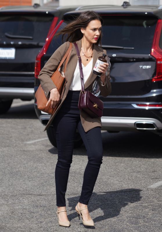 Jessica Alba in Office Chic Outfit - Going to a Meeting in Beverly Hills 03/06/2020